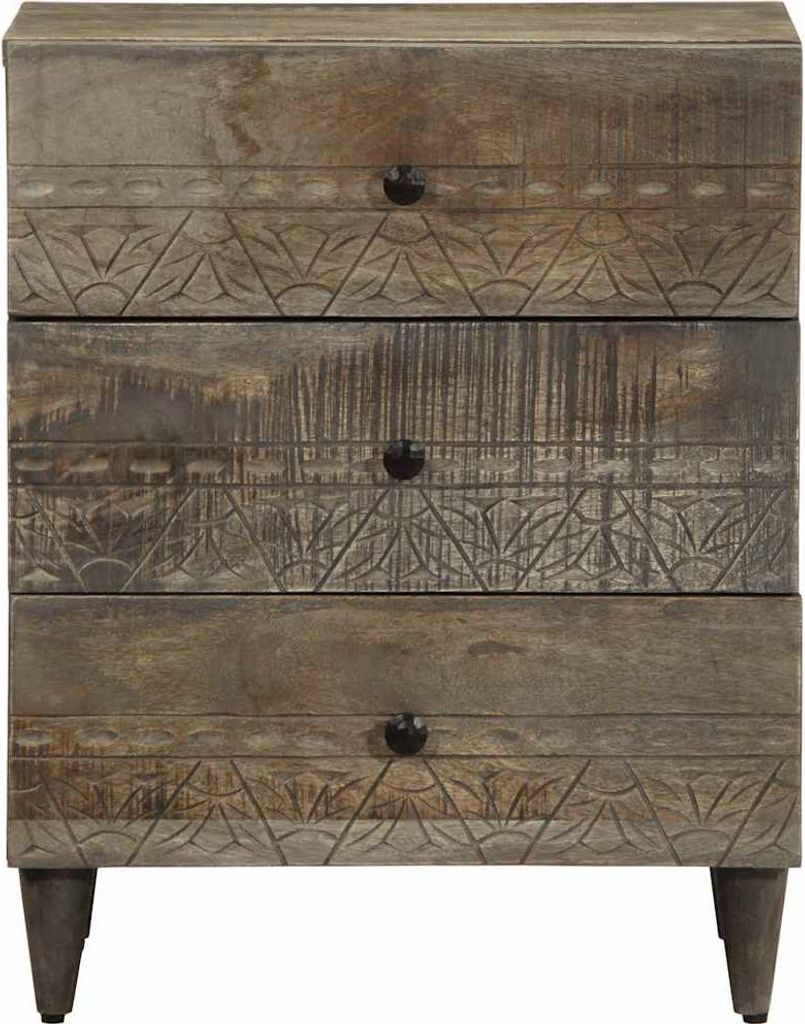vidaXL Nachttisch Hellgrau 50x33x60 cm Massivholz Mango Produktbild 