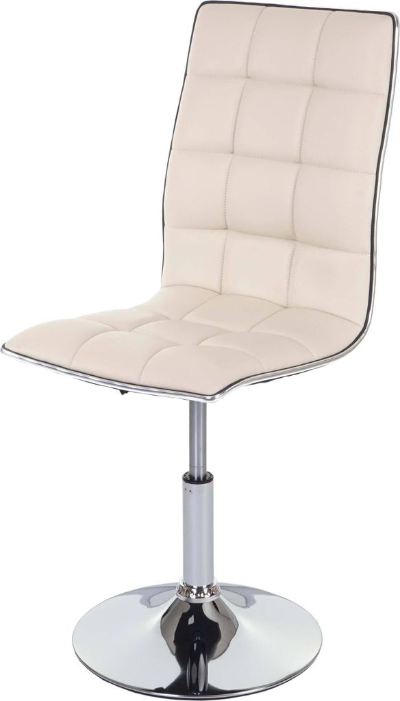 Esszimmerstuhl HWC-C41, Stuhl Küchenstuhl, höhenverstellbar drehbar, Kunstleder creme