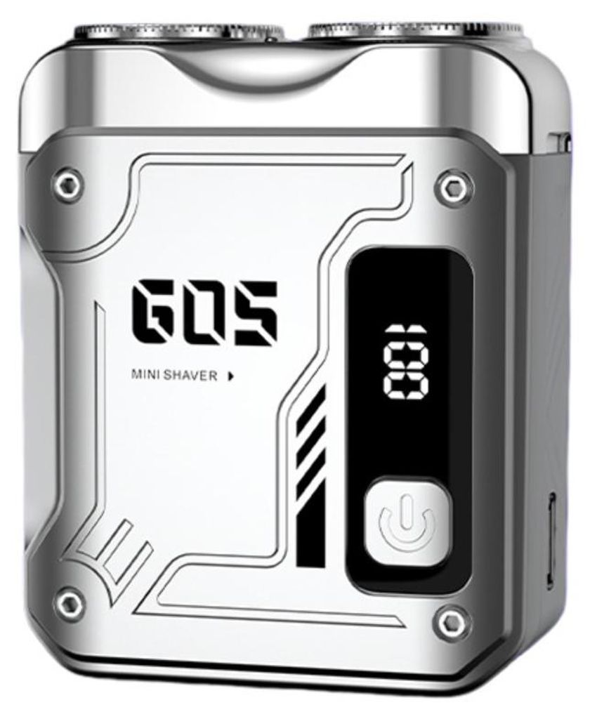 INF Elektrischer Rasierer für Herren mit Edelstahl, Reise 6.75x5.3x2.8cm Silber