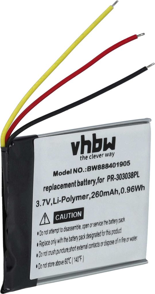 vhbw Akku kompatibel mit SanDisk Sansa Clip+, Clip Zip MP3-Player Musik Player (260 mAh, 3,7 V, Li-Polymer)