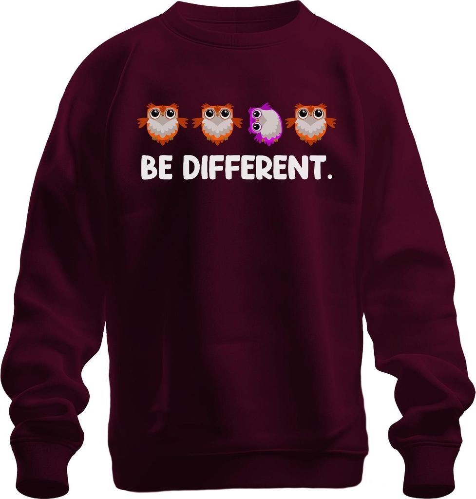 Be Different Eule Autismus niedlich Anderssein einzigartig mut Uni Sweatshirt Pullover, Burgundy, L