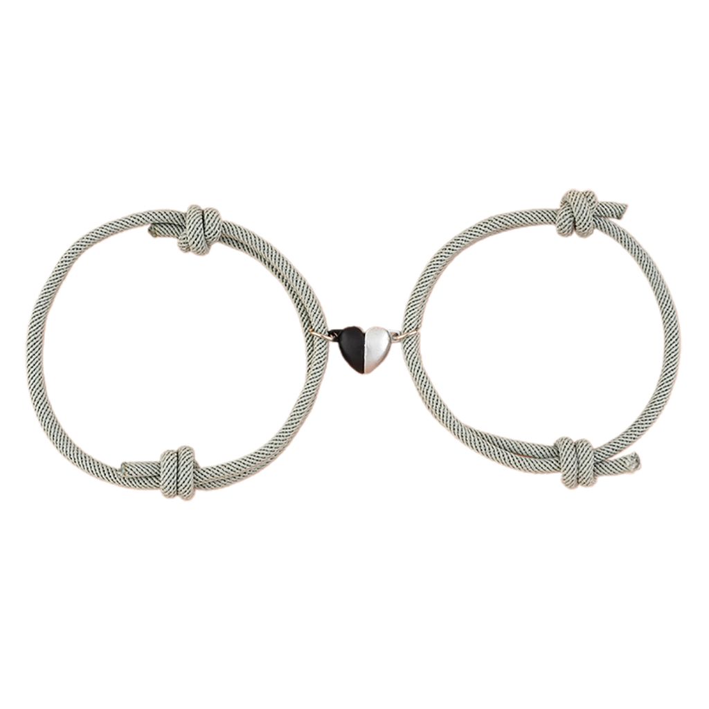 2 Stück attraktives Armband, perfekte Geschenke, Legierung, exquisite magnetische Herz-Paar-Handkette für den täglichen Gebrauch-Grau