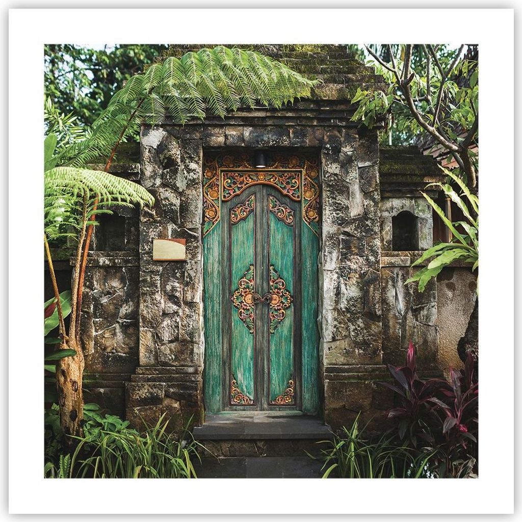 Poster - Poster ohne Rahmen - Tor Tür Grün - 50x50 cm - Wand Bild - Wanddeko - Wandbilder - Kunstposter - Wandposter - Bilder - Kunstdruck - Wand...