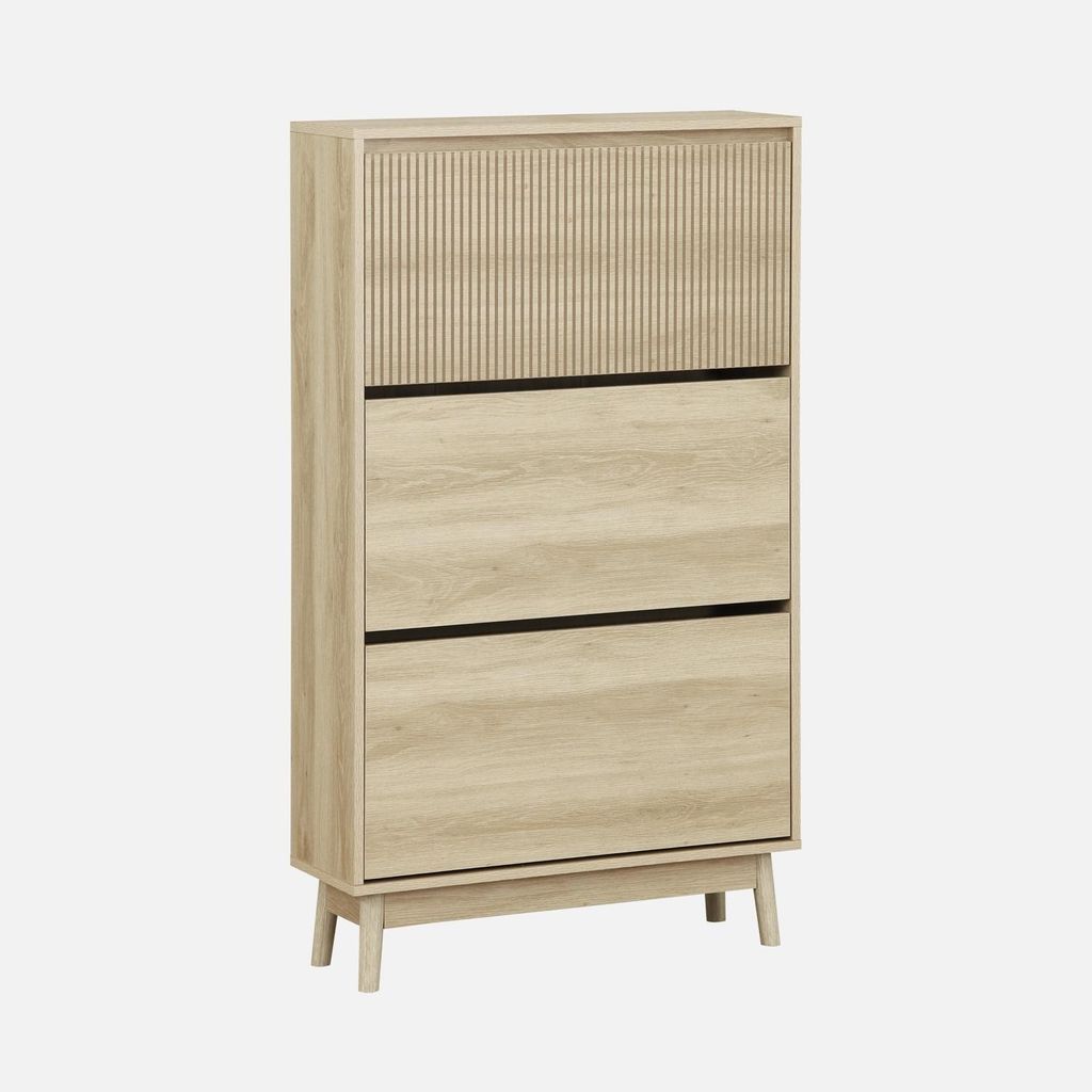 sweeek - Schuhschrank 3 Türen Naturholzdekor - Natur Produktbild 