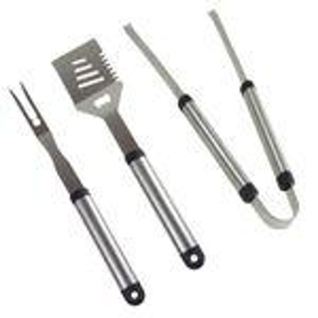 3teiliges Grillbesteck mit Zange, Gabel und Schieber aus Produktbild 