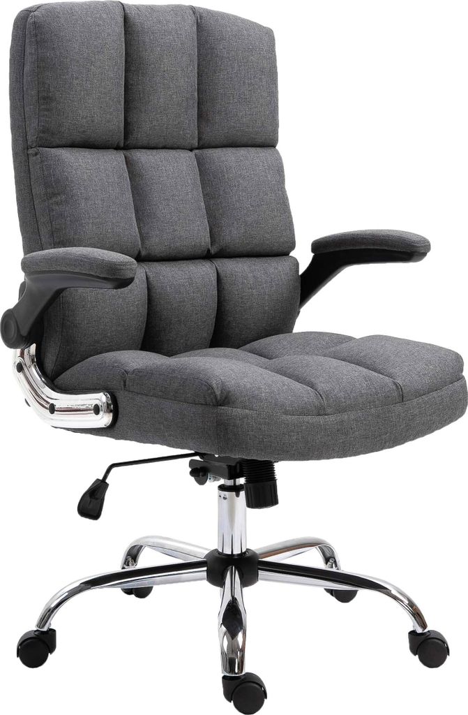Bürostuhl HWC-J21, Chefsessel Drehstuhl Schreibtischstuhl, höhenverstellbar Stoff/Textil dunkelgrau