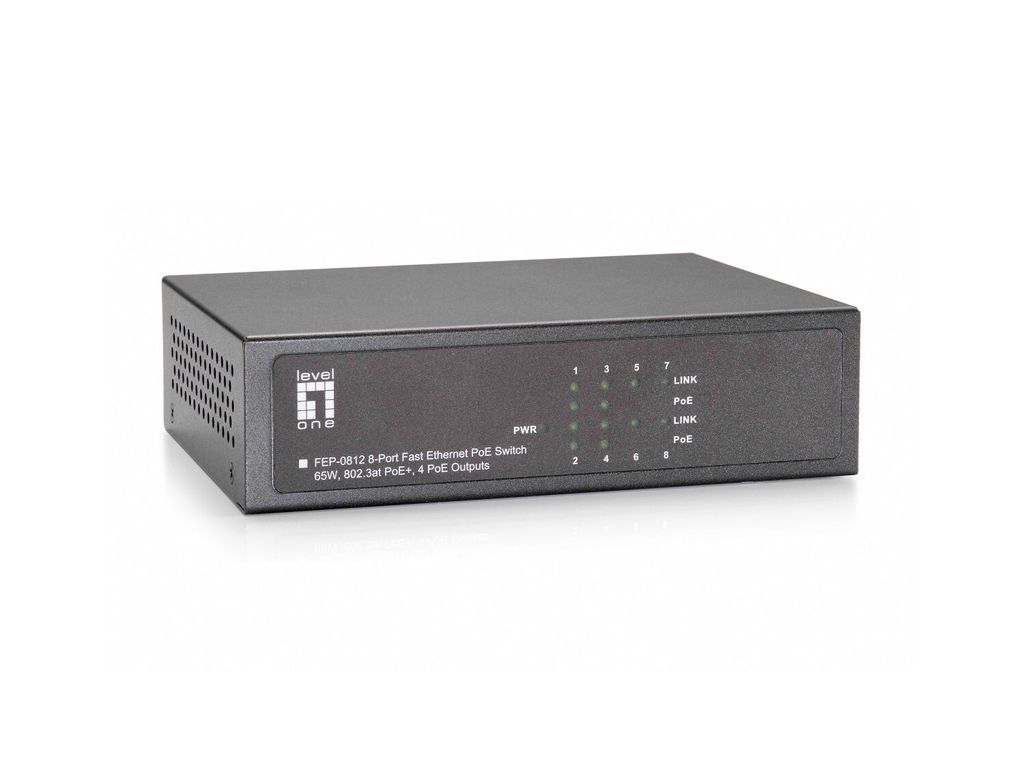 LevelOne Switch 8x FE FEP-0812 65W 4xPoE