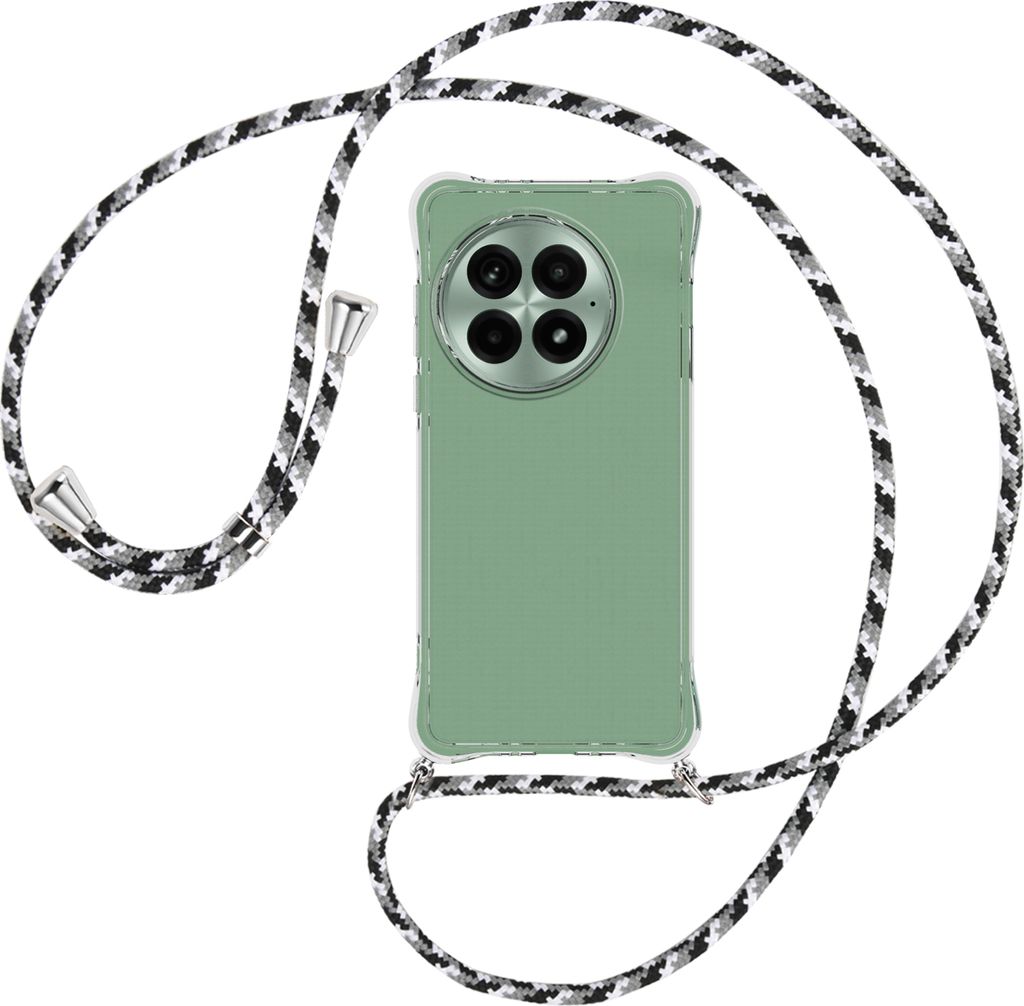 Handykette Backcover-Schutzhülle mit Band (Metall silberfarben) für OnePlus 13 5G/1+13 5G - schwarz/grau/weiß