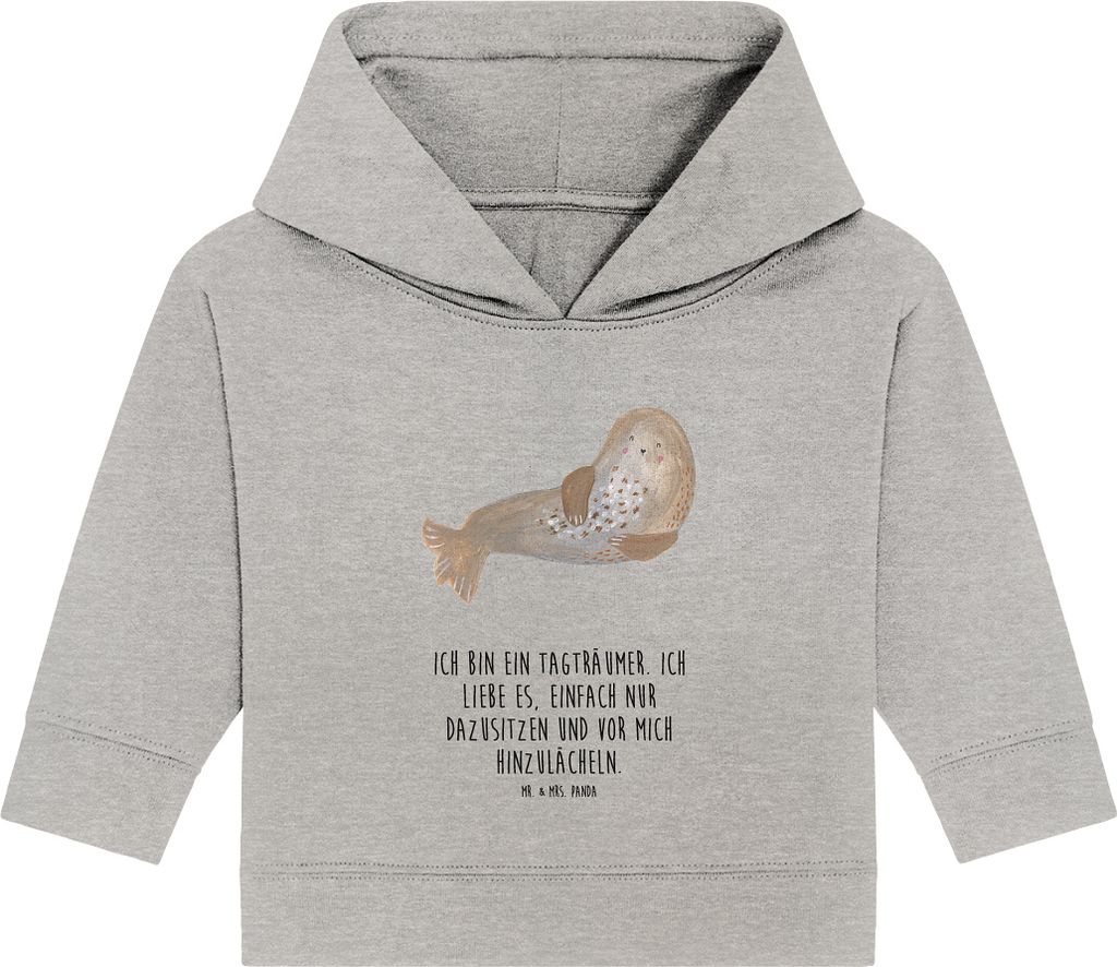Mr. & Mrs. Panda Organic Baby Hoodie Robbe Lachen 12. - 18. Monat - Heather Grey - Geschenk, Kapuzensweatshirt, Kapuzenshirt, Robben, Strand, Nords...