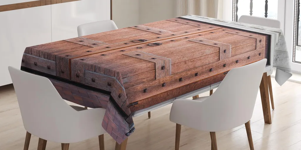 ABAKUHAUS Tovaglia Rustica Porta Medievale 140x170cm Effetto Legno