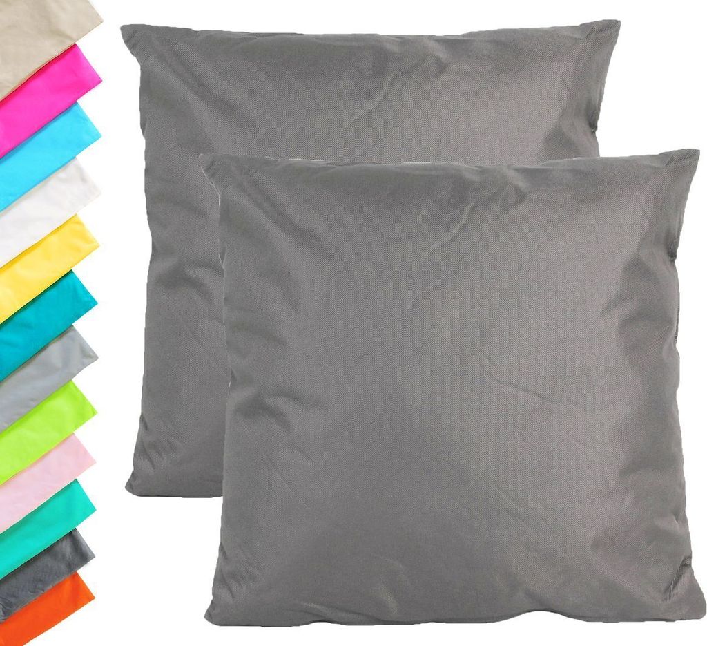 JACK 2er Set Outdoor Kissenhülle Kissenbezug 45x45cm Wasserfest Sitzkissen Lounge Kissen Garten Stuhl Lotus Effekt, Farbe:Anthrazit