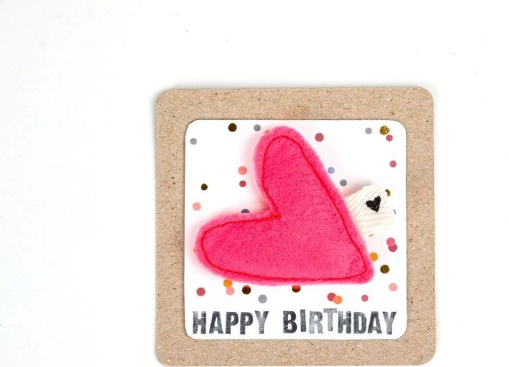 Filzherzmagnet "Happy Birthday"