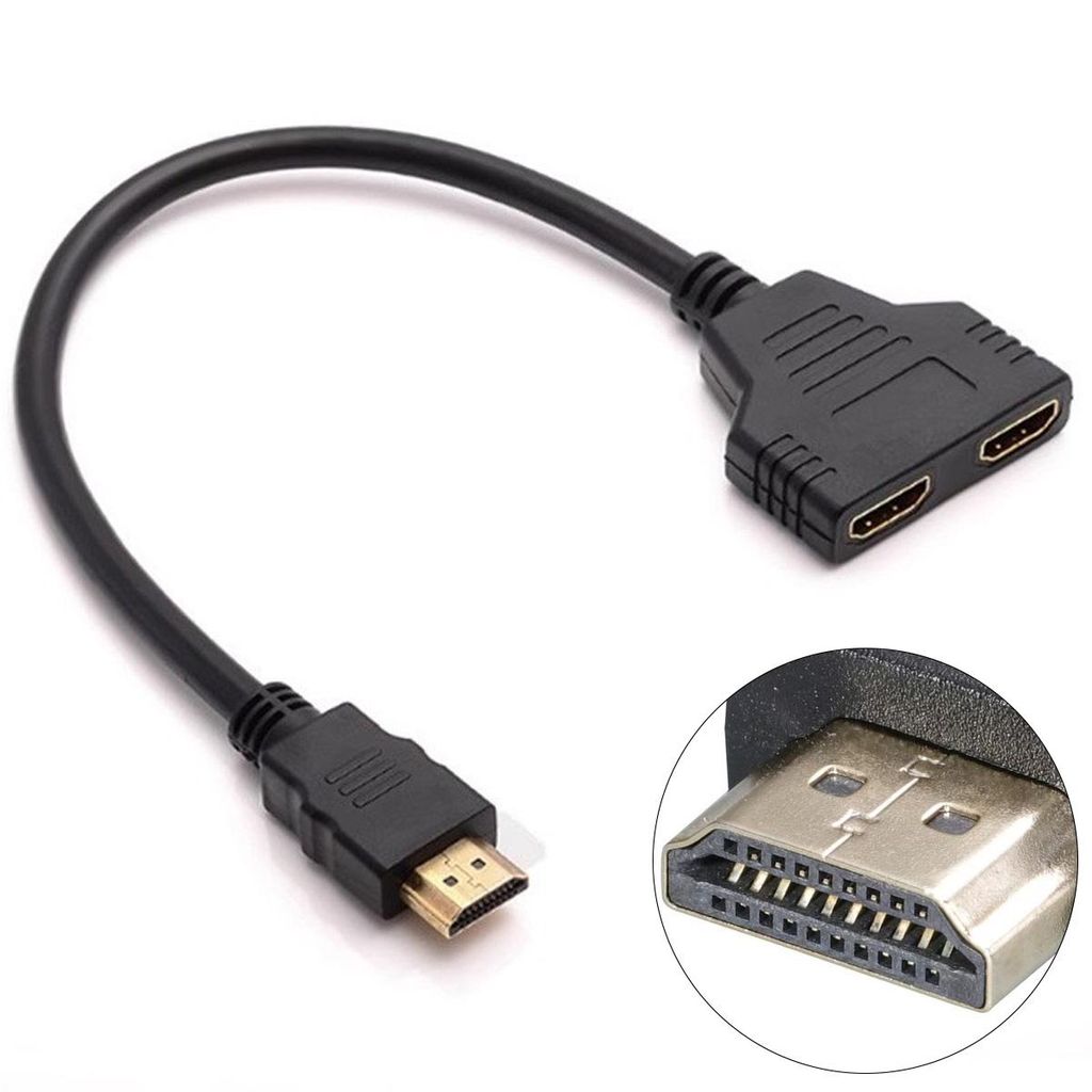 HDMI Splitter Adapter 1 auf 2, 1080P HDMI Stecker auf Dual HDMI Buchse, passiver HDMI Verteiler für zwei gleiche Monitore, HDTV, Monitor, Projektor