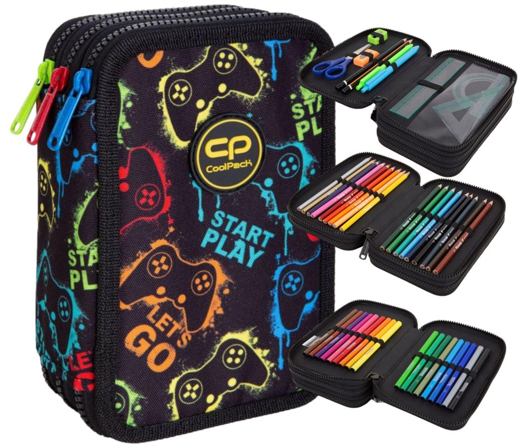 COOLPACK - JUMPER 3 - Dreifach-Federmäppchen mit Zubehör - Produktbild 