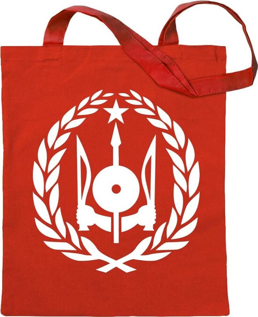 Kiwistar - Baumwolltasche - rot - Dschibuti Wappen - Tragetasche Stoffbeutel Umhängetasche Langer Henkel