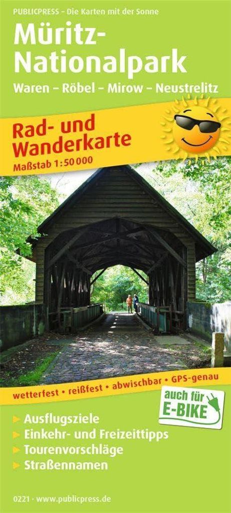 Publicpress Rad- und Wanderkarte Müritz-Nationalpark, Waren, Röbel, Mirow, Neustrelitz 1:50.000: Rad- und Wanderkarte mit Ausflugszielen, Einkehr...