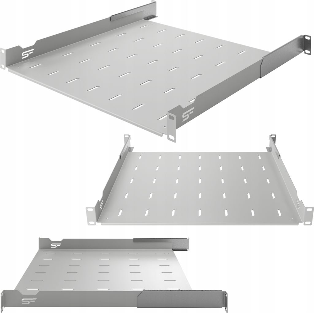 RACK Server Regal 19" 1U 450-610 mm Rack Regal für RACK Schrank Verstellbar Grau Stalflex