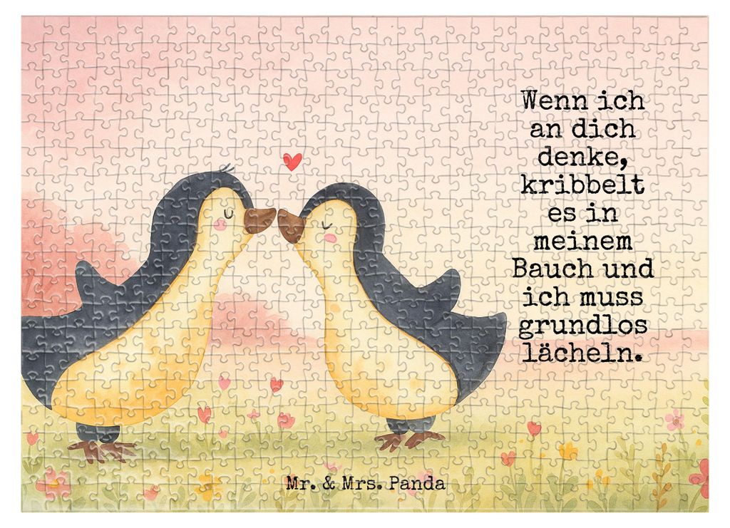 Mr. & Mrs. Panda Puzzle Pinguine Kuss Design 551 Teile - Weiß - Geschenk, Jahrestag, 1500, für Freundin, Freund, Frauen, 500, Legespiel, 2000, 10...