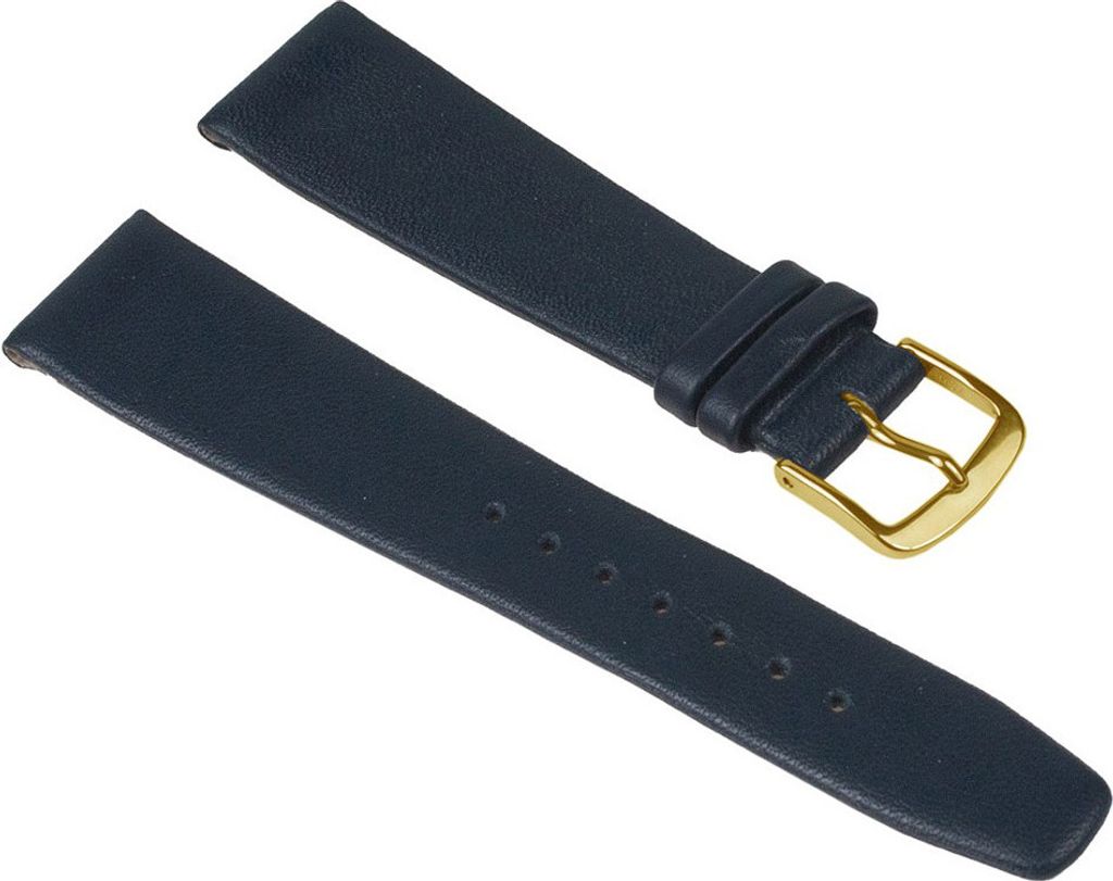 Uhrenarmband Kalbsleder Blau ohne Naht Jazz 26222G, Stegbreite:9mm