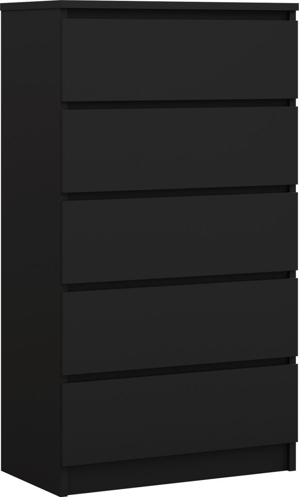 Komoda s 5 zásuvkami, matná čierna, 125 x 70 x 39 cm Obrázok produktu 