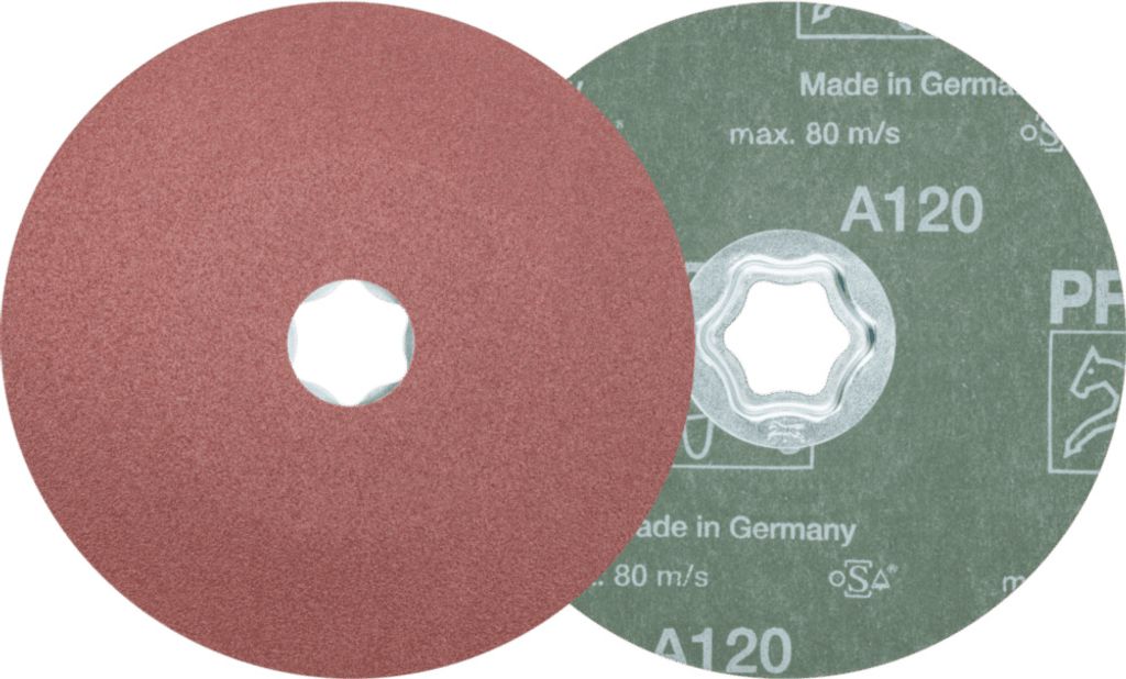 PFERD TOOLS COMBICLICK Korund Fiberscheibe Ø 125 mm A120 für universelle Anwendungen