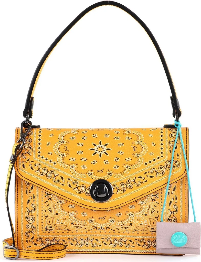 Sac à épaule Gabs Antonella TG Bandana Ruga jaune mangue en cuir luxe