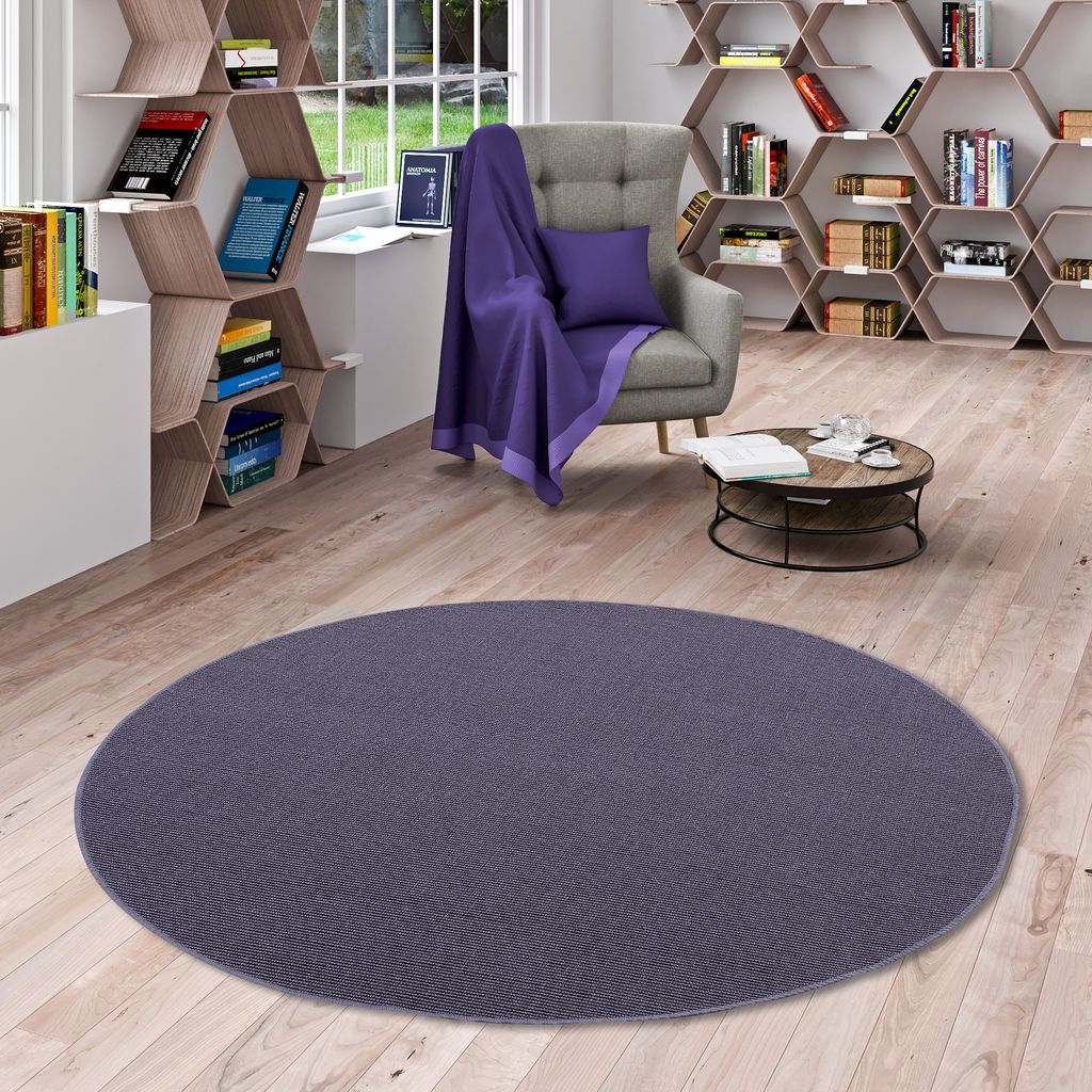 Sisal Natur Teppich Astra Blau Rund, Größe:100 cm Rund