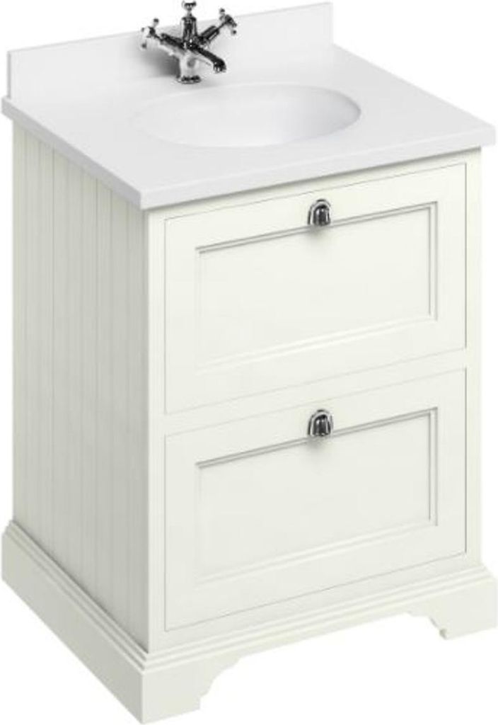 Casa Padrino Waschschrank / Waschtisch mit Marmorplatte und 2 Schubladen 67 x 55 x H.93 cm