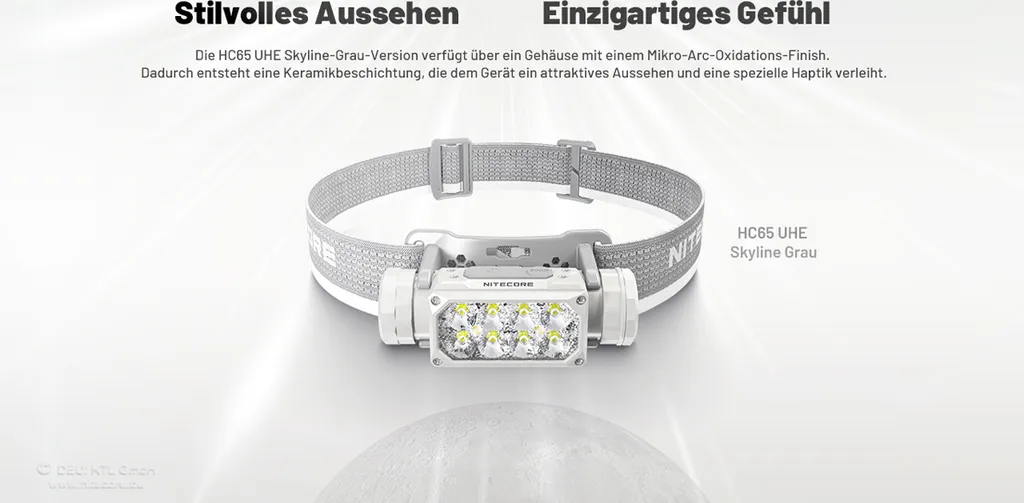 Lampe Frontale 2000 Lumens Nitecore HC65 UHE Grise à Haute Autonomie Réelle