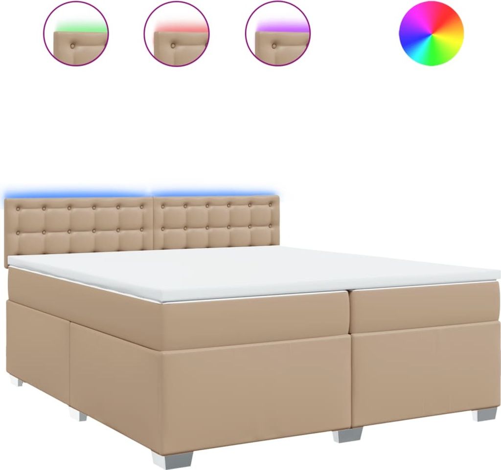 Boxspringbett Matratze Cappuccino-Braun 200x200cm Kunstleder
