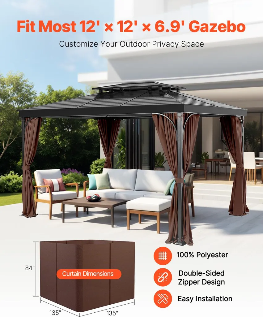 Rideau Anti-Regard Pavillon 12x12ft Café : Solution Intimité - 2