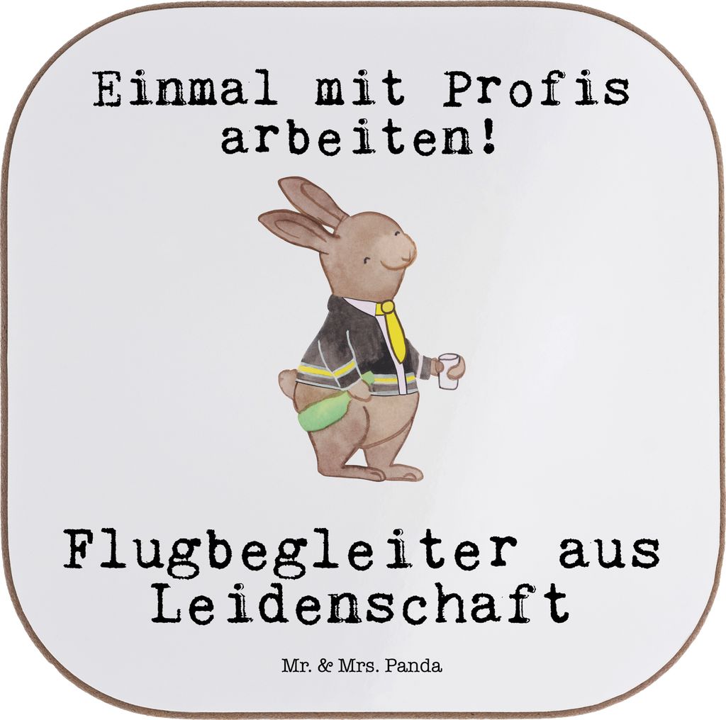 Mr. & Mrs. Panda Holzuntersetzer Flugbegleiter Leidenschaft - Weiß - Geschenk, Witzig, Beruf, Untersetzer Tasse, Spruch, Getränkeuntersetzer, Tee...
