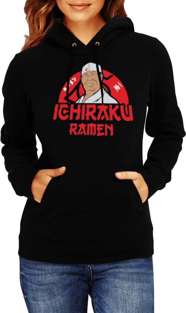 Damen Kapuzenpullover Japan Manga Anime Comics Naruto Ichiraku Ramen, Lady L / Schwarz