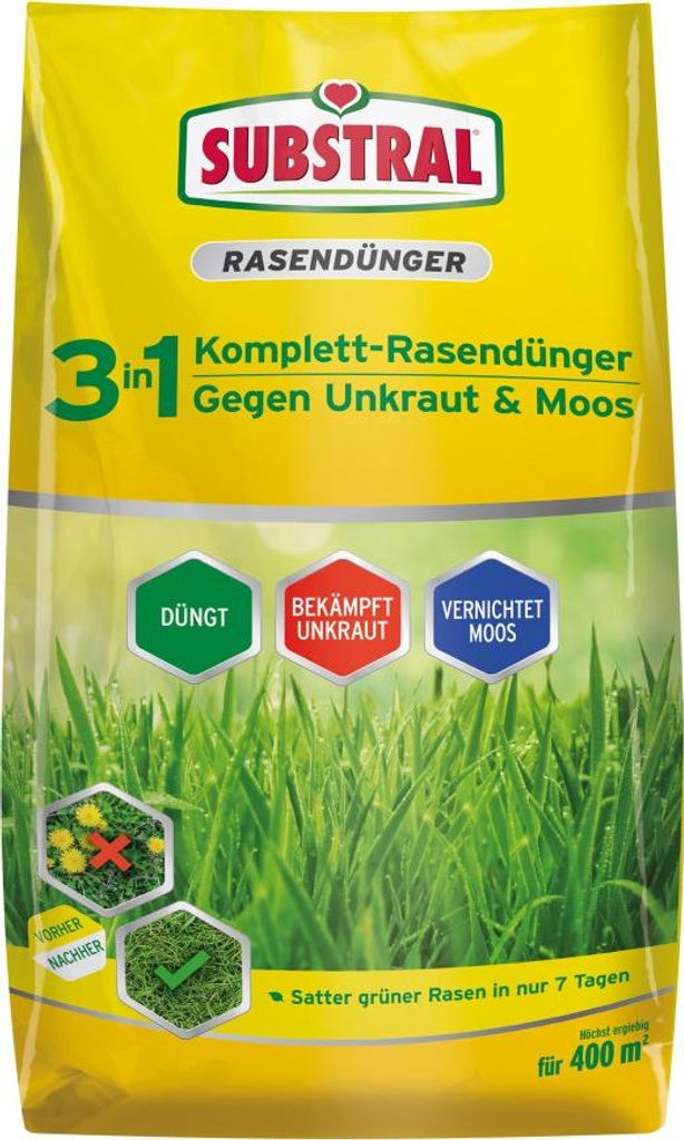 Substral 3 in 1 Komplett-Rasendünger gegen Unkraut & Moos Produktbild 