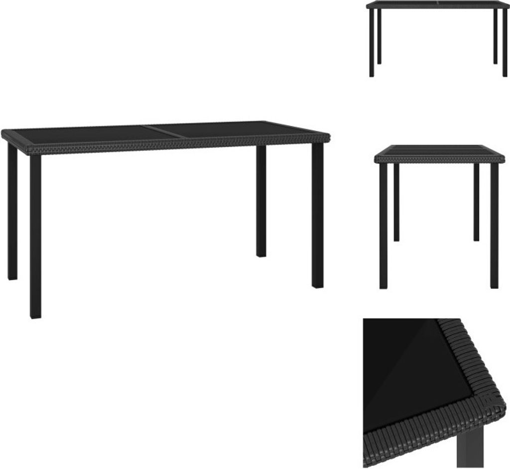 vidaXL Garten-Esstisch Schwarz 140x70x73 cm Poly Rattan - Gartentische