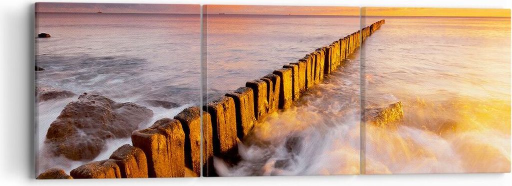 Bild auf Leinwand - Leinwandbild - Boot Landschaft Meer Ostsee - 90x30cm - Wand Bild - Wanddeko - Leinwanddruck - Bilder - Kunstdruck - Wanddekorat...