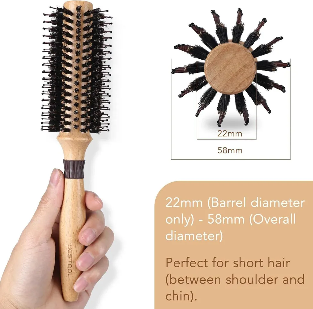 Brosse Ronde Professionnelle Sanglier et Nylon Picots Anti-Statique - 2
