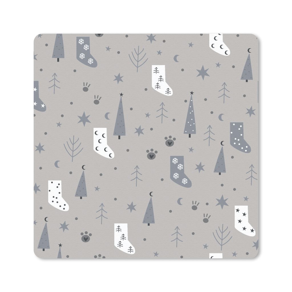 MuchoWow Mauspad Mousepad Socken - Schnittmuster - Weihnachten 20x20 cm - Mousepads - Maus Mat - Pad - Mausunterlage - Desk Mat - Bureauartikeln