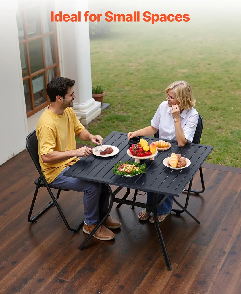 Table à manger extérieure 94cm résistante à l'eau avec insert parasol