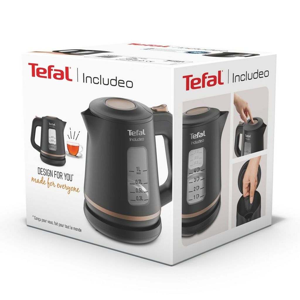Bollitore Elettrico Tefal Includeo 1L - Nero, Design Ergonomico, Base 360° - Foto 4