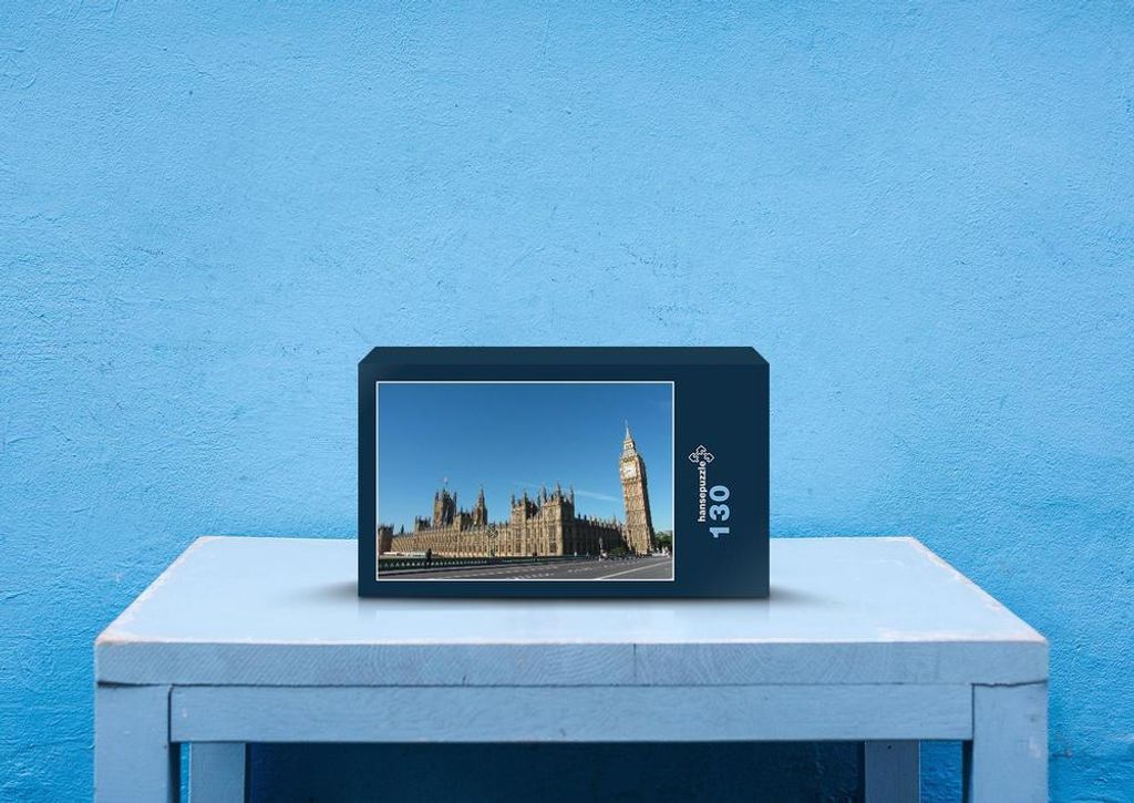 hansepuzzle 55225 - Big Ben Puzzle, 130 Teile, Hintergründe, 28,7 x 20,0cm mit hochwertiger Aufbewahrung, Kartonbox und wiederverschließbarem Beutel