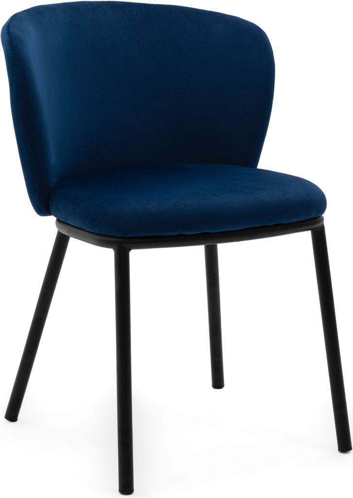 NEW HOME Stuhl BARI Esszimmerstuhl gepolsterter Wohnzimmerstuhl mit Steppung - dunkelblau - moderne Samt Velour Möbel