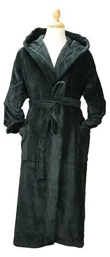 Robe de chambre femme pour cocooning hivernal ARTG velours noir en XS