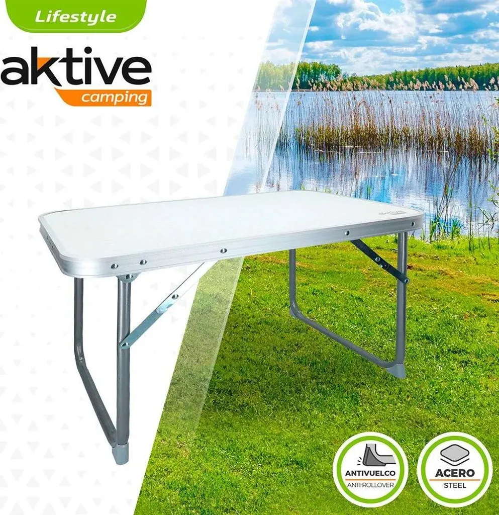 Aktive Table basse pliante 60x40x40 cm Blanc - Support robuste portable