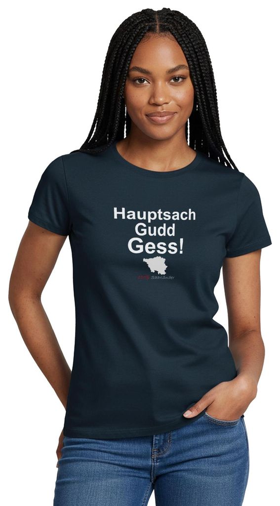 Spreadshirt Hauptsach Gudd Gess Saarland Saarländer Frauen T-Shirt, M, Navy