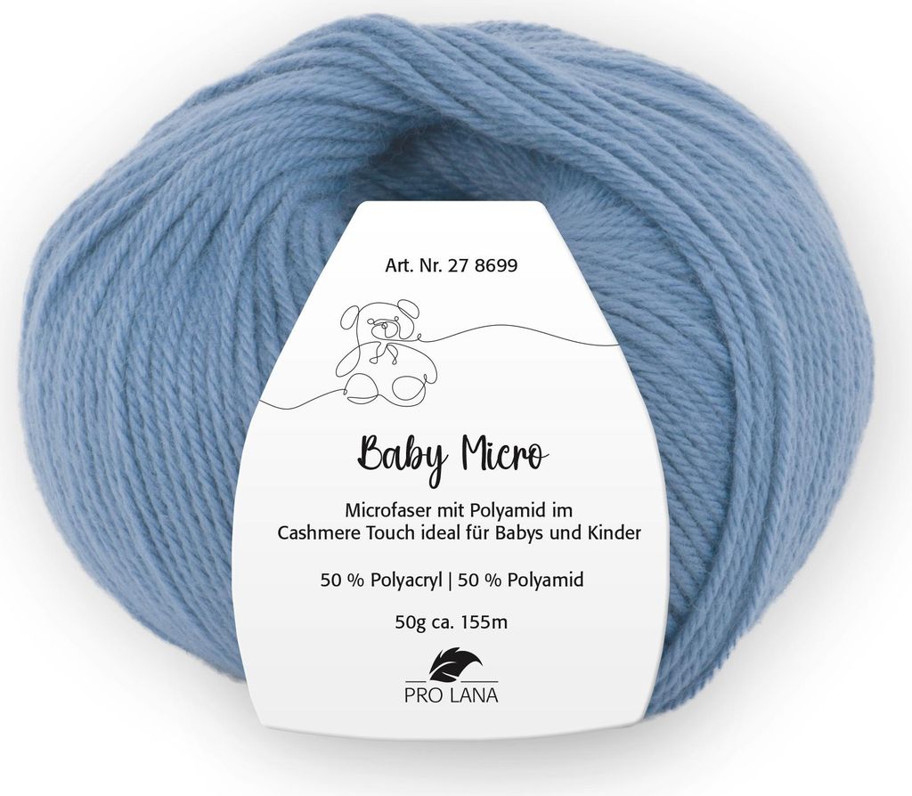 Pro Lana Baby Micro Garn super weich – 50% Polyacryl & 50% Polyamid, , ideal für Babydecken & Babykleidung 55 denim