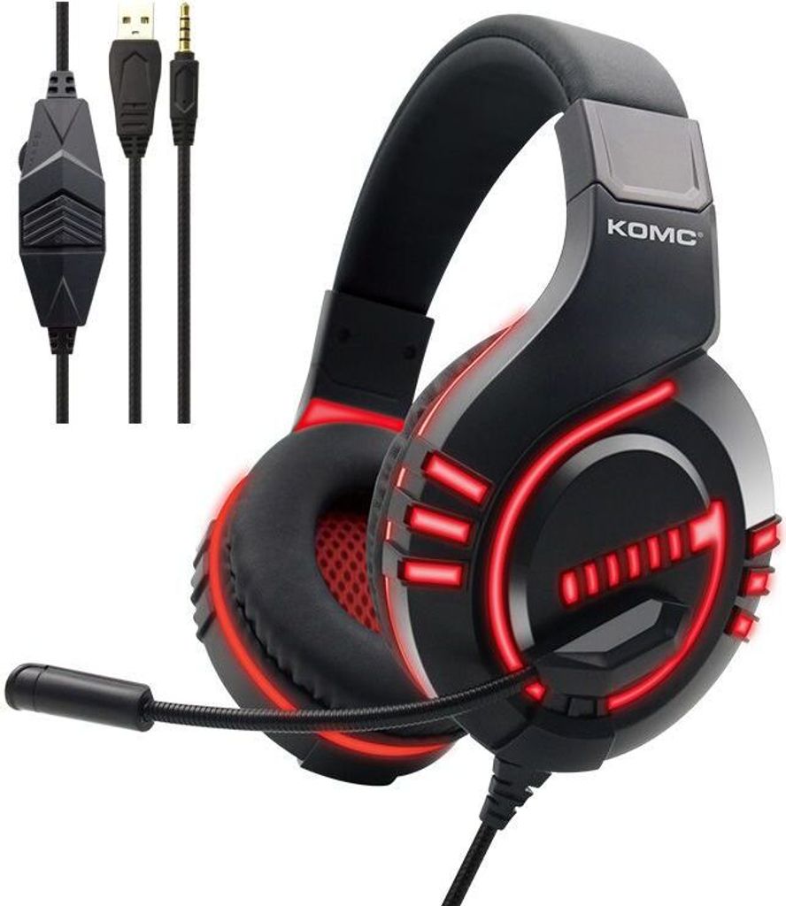 INF Rote kabelgebundene Kopfhörer - Immersives Gaming-Audioerlebnis