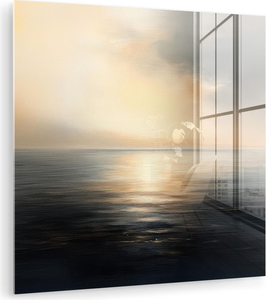 MuchoWow Glasbilder - Bilder auf Wandbild - Foto auf Glas Sonne - Horizont - Meer 50x50 cm Wanddekoration aus Glas - Acrylglasbild - Acrylbilder - ...