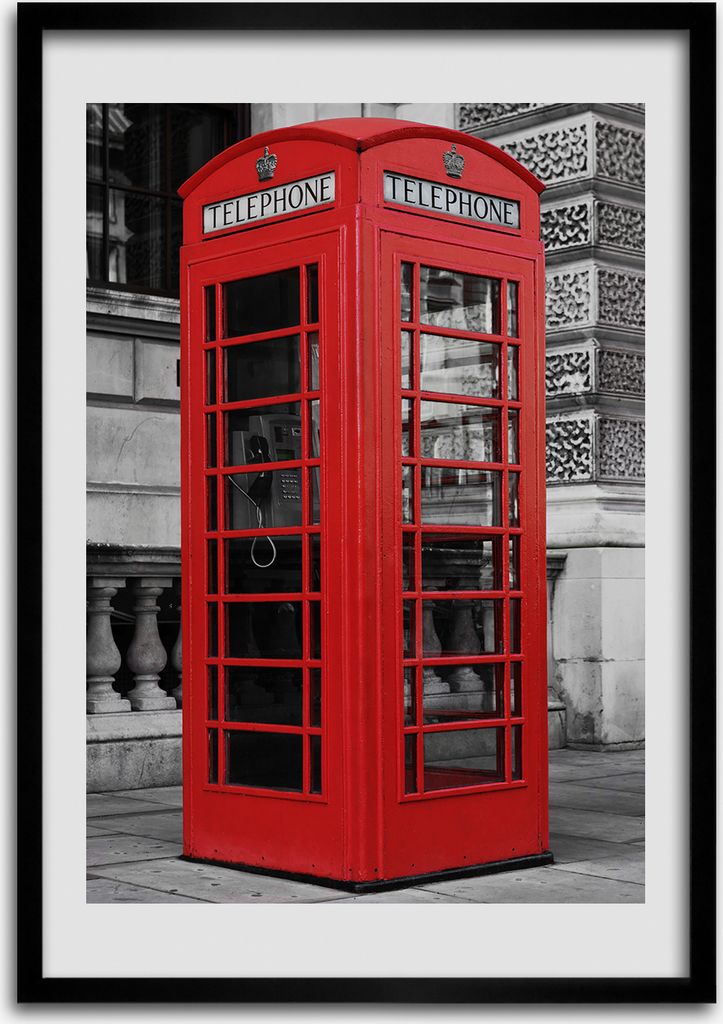Bild - Bilderrahmen - Foto - 70 cm x 100 cm - MDF - Rahmen - Wandkunst - Telefonzelle