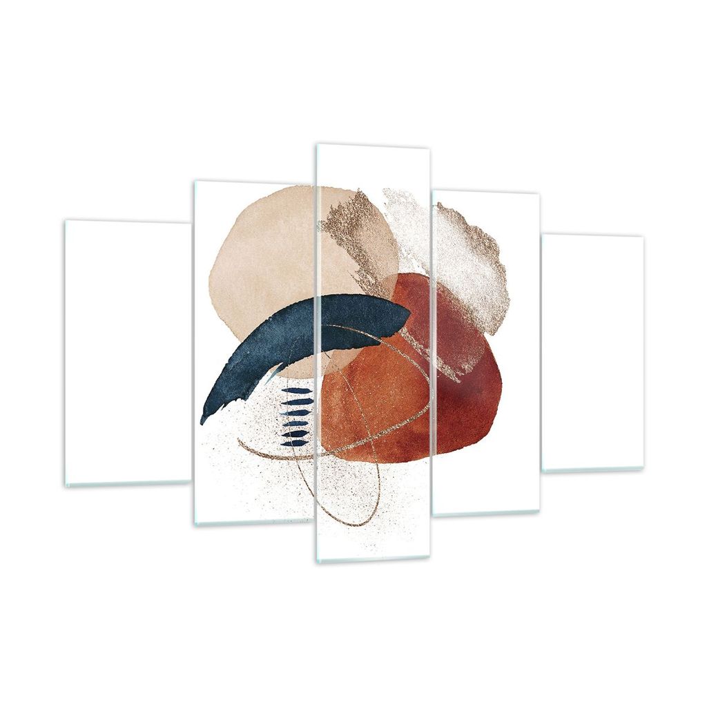 Bilder auf glas - 5 Teile - Abstraktion Flecken Modern - 150x100cm - Glasbilder - Wandbilder - Bilder - Wanddekoration aus Glas - Glas Bilder - Wan...